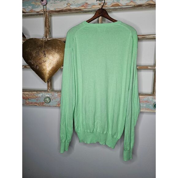 Peter Millar V-neck Green Lightweight Sweater Cotton/Cashmere  Men's Size Large - Picture 5 of 7